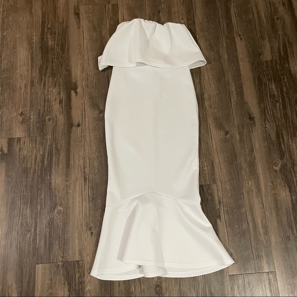 Pretty little thing white strapless midi dress